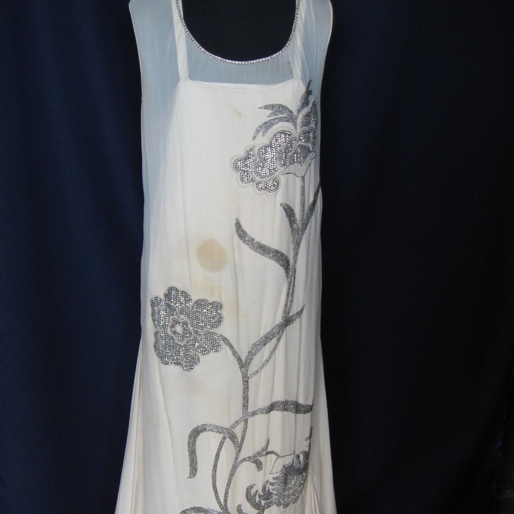 VINTAGE Beaded Evening dress in silk chiffon